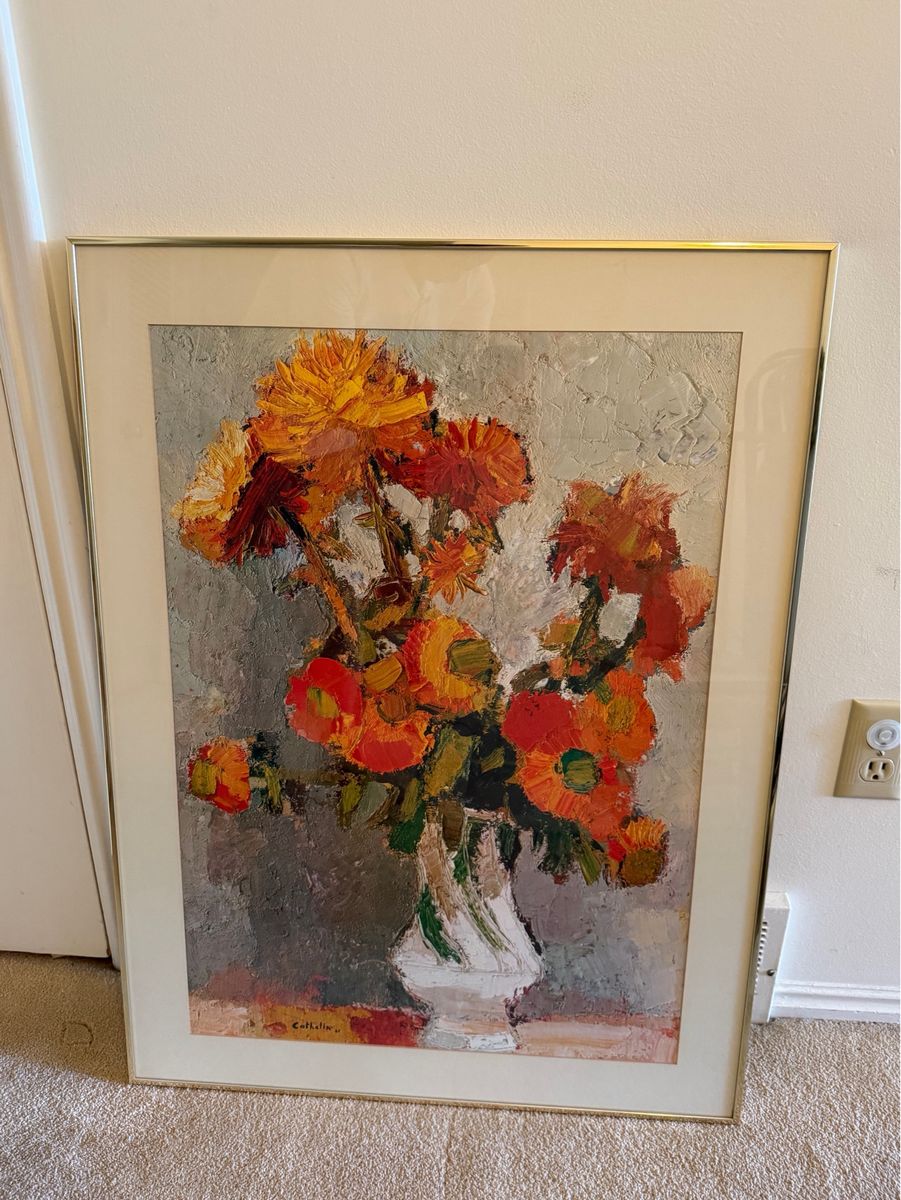 C. Halloin Signed Floral Still Life Impasto Oil Painting Framed Wall Art Decor