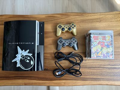 Sony PlayStation 3 CECHL01 80GB Bundle w/ 2 Controllers & 8 Games