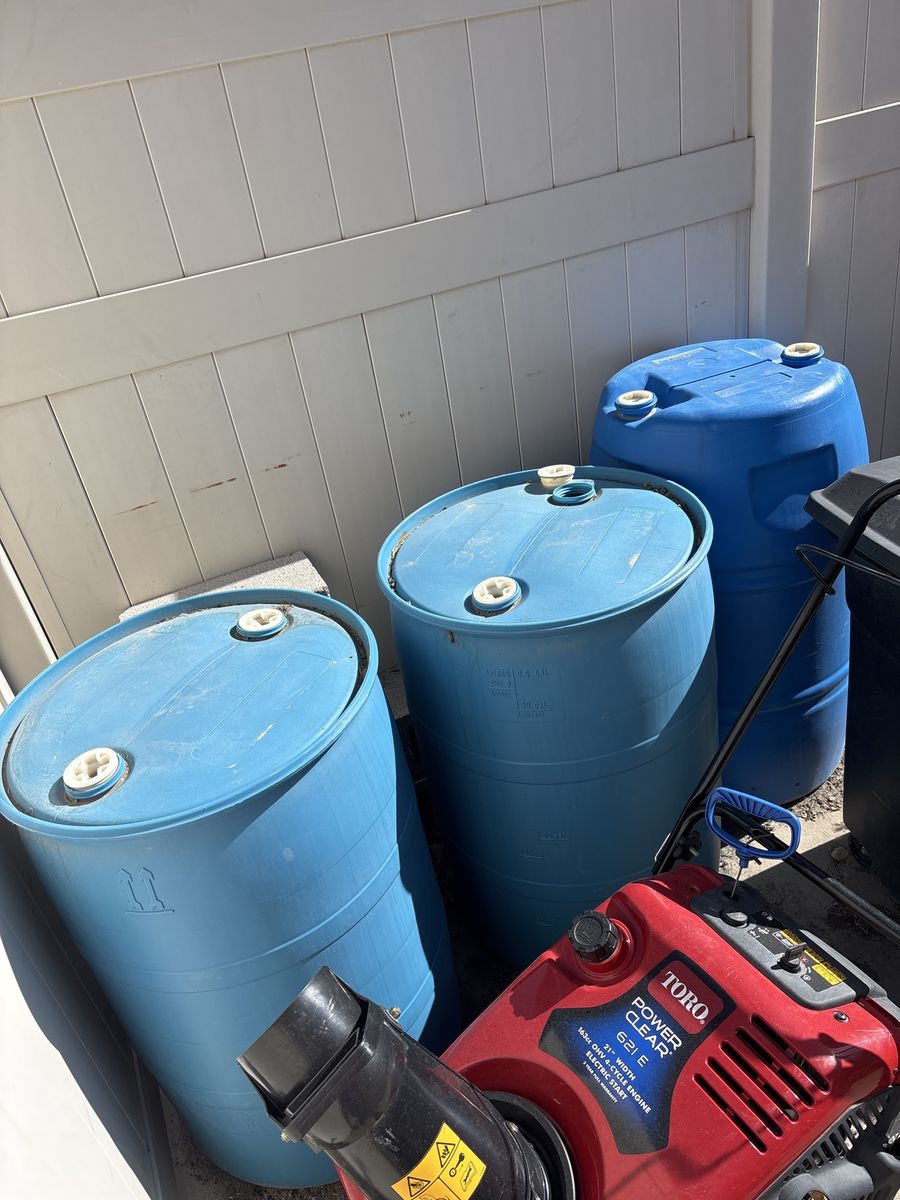 55 gallon water drums.