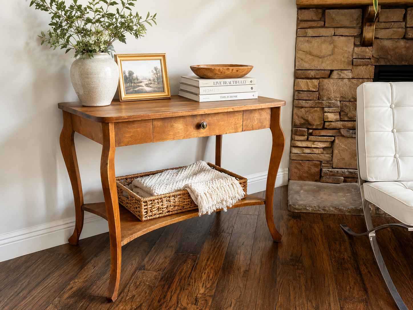 Solid Wood French Country Console Table | Entry Table | Sofa Table | Walnut Finish