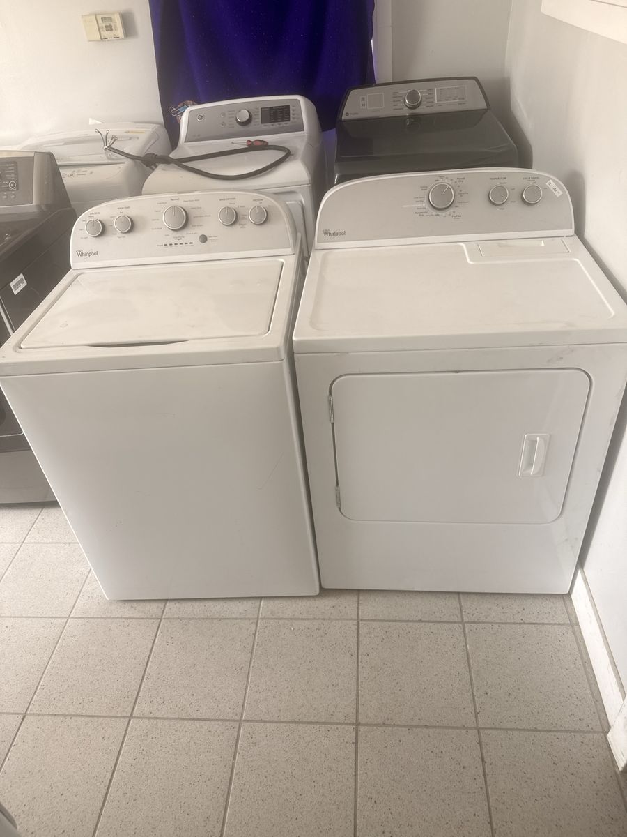 Whirlpool White Top-Load Washer and Matching Electric Dryer Set