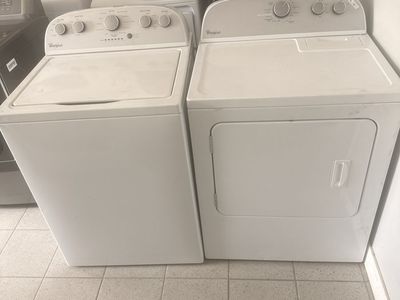 Whirlpool White Top-Load Washer and Matching Electric Dryer Set