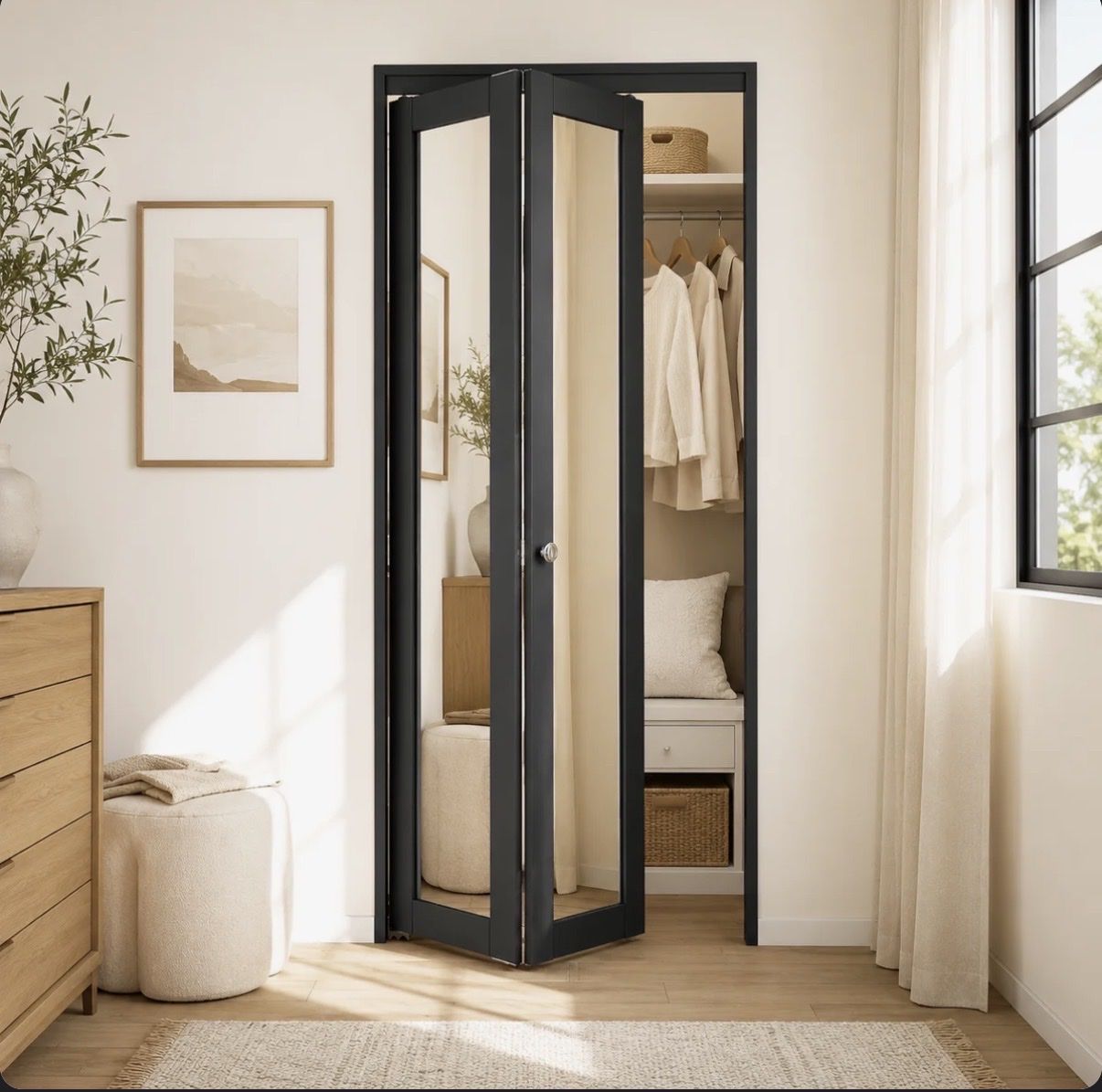 Brand new! Mirrored 36"x80" Bi-Fold Door with Installation Hardware