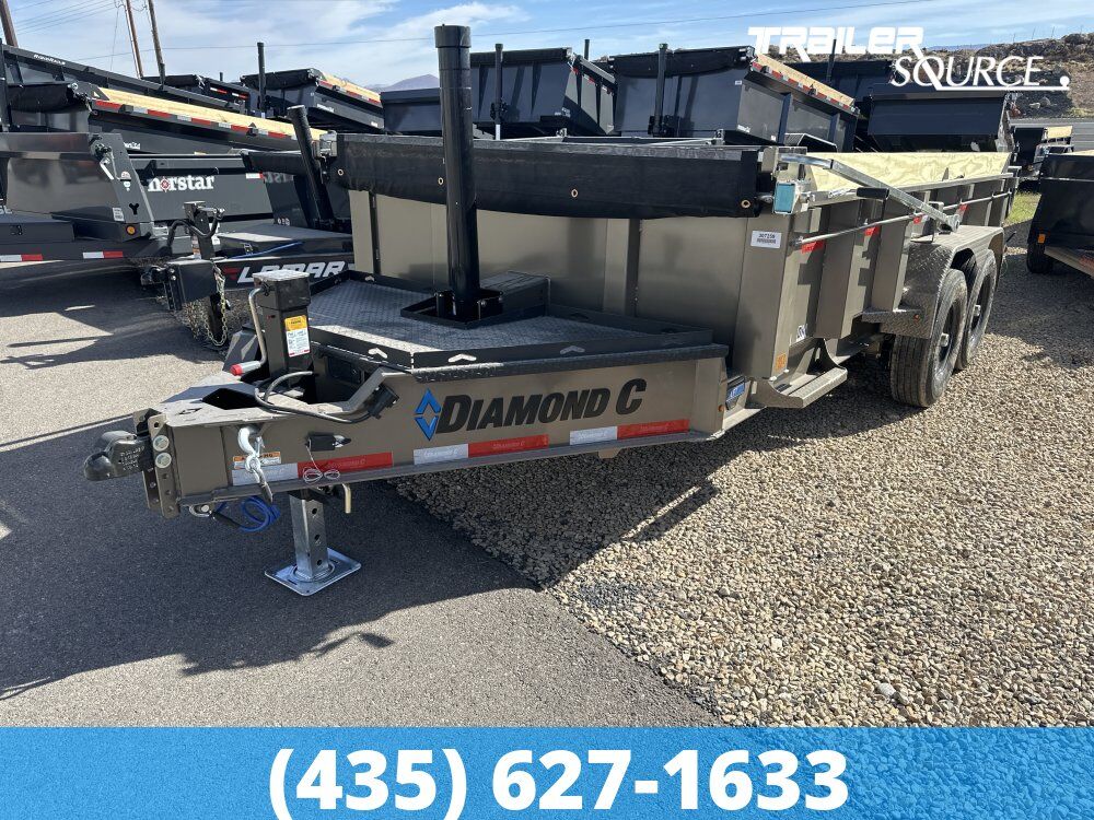 7x14 Diamond C LPT 207 Dump Trailer - 24" Sides - 15.5K GVWR - 14 Ply Tires, Board Brackets, Long Arm Tarp