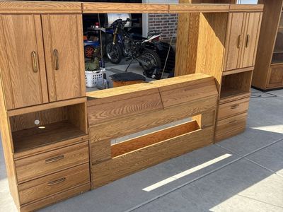 Oak Wood bed stand with Storage and Shelving