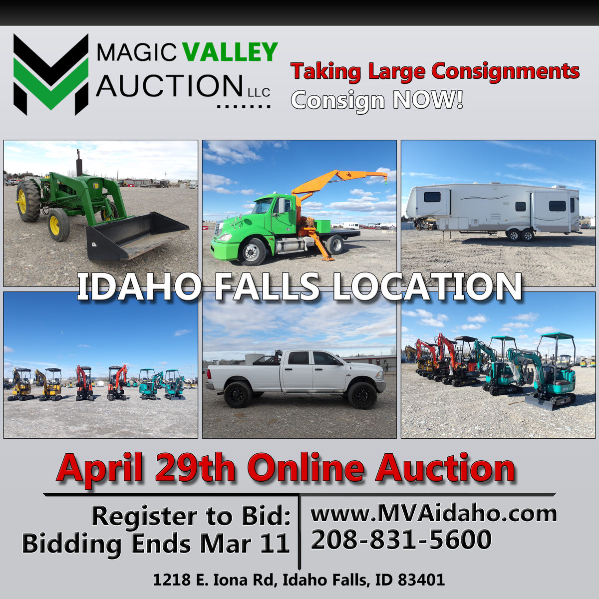 Magic Valley Auction - April 29th - Online Auction - Idaho Falls