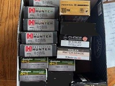 Ammo 28 nosler, 6.5 creedmore, 7mm PRC, 300WSM, 7mm-08