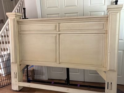 King Off-White Wooden Headboard with frame