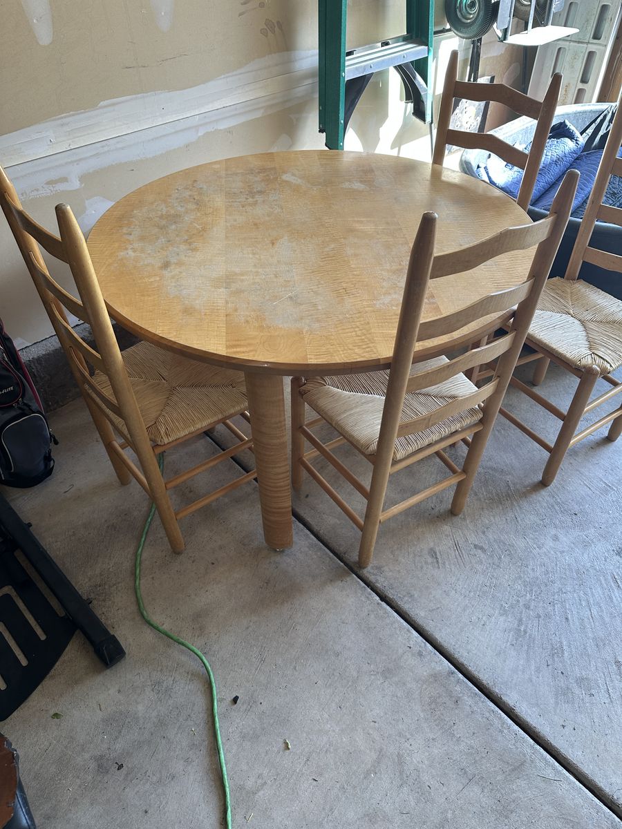 Curly maple, solid wood, kitchen table, and chairs