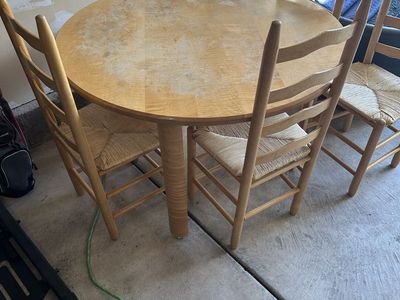 Curly maple, solid wood, kitchen table, and chairs
