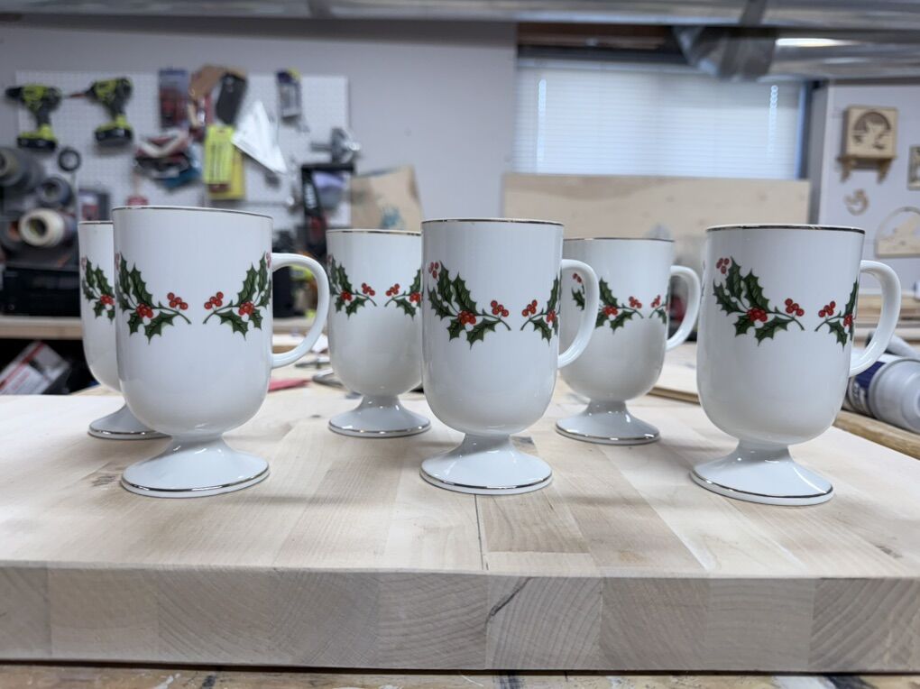 Christmas Holly Porcelain Cups