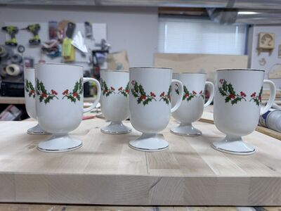 Christmas Holly Porcelain Cups