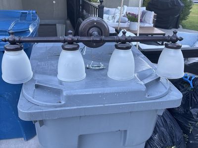 Oil Rubbed Bronze 4-Light Vanity Fixture with Frosted Glass Shades - Bathroom Lighting