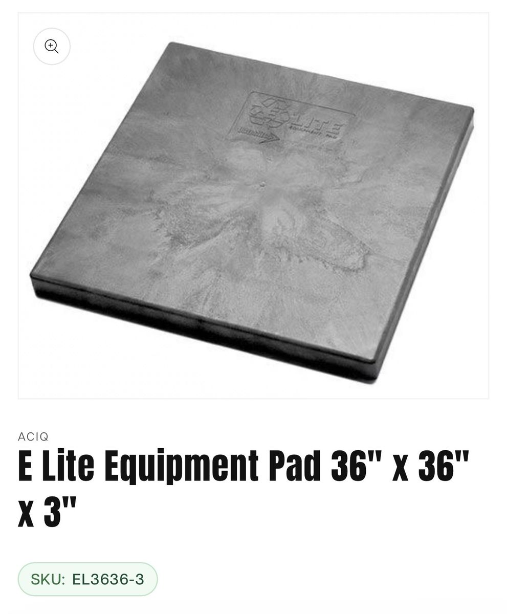 E-Lite® EL3636-3 AC Equipment Pad, 36x36x3, Polypropylene
