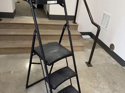 Gorilla Black 3-Step Folding Step Stool Ladder with Tray