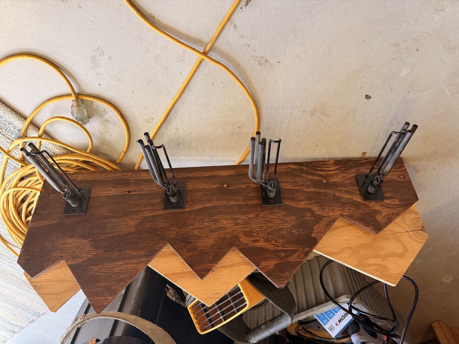 Custom Wooden Wall Mount Ski Rack with Metal Brackets
