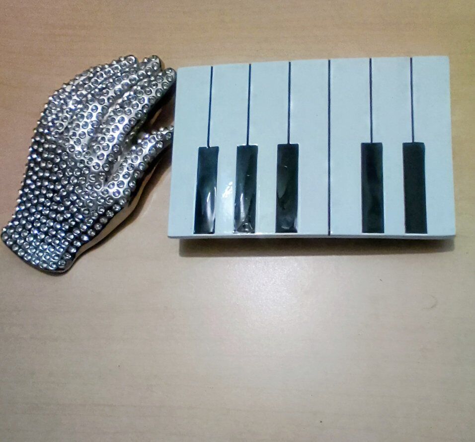 Collectible Belt Buckles Jeweled Hand & Piano Keys