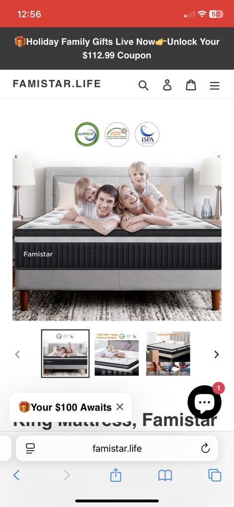 New In Box KING Mattress Famistar 14 Memory Foam