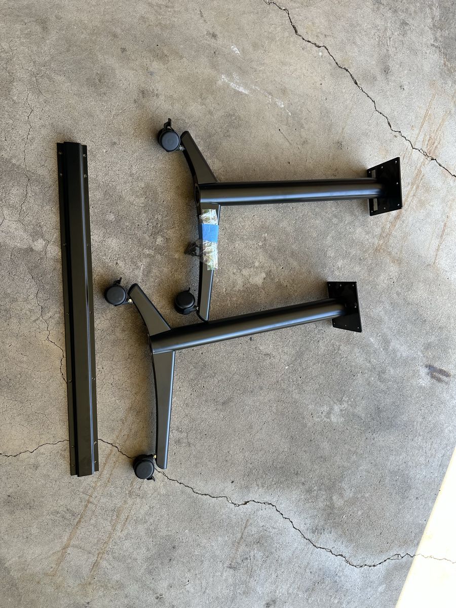 Heavy Duty Legs and Brace for Desk or Work Surface with Locking Casters