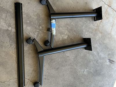 Heavy Duty Legs and Brace for Desk or Work Surface with Locking Casters