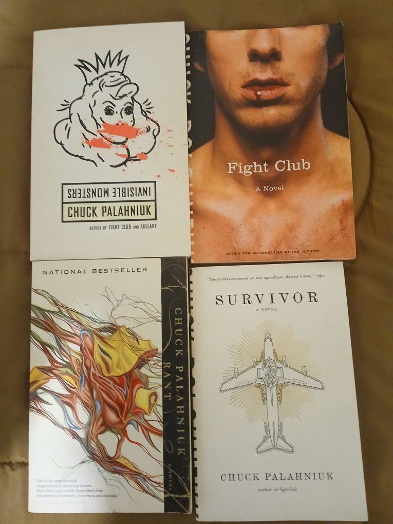 Chuck Palahniuk Lot: Fight Club, Invisible Monsters, Rant, Survivor - 4 Paperbacks, Cult Classics