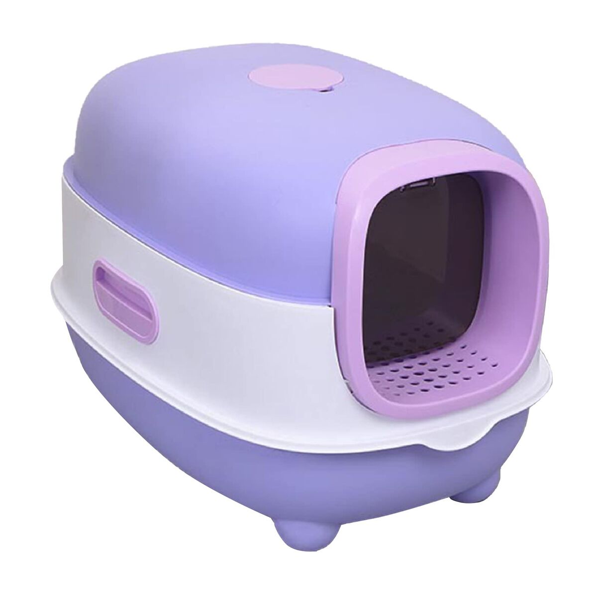 Gray or Purple Extra Large Enclosed Cat Litter Box, Splashes Proof, Odor Control