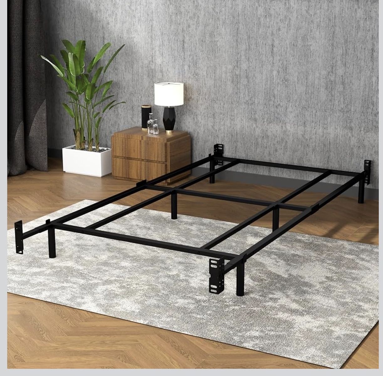 Twin Size Metal Bed Frame Steel Slat Support Platform Bed Frames Heavy Duty 9 Legs Mattress Foundation Easy Assembly