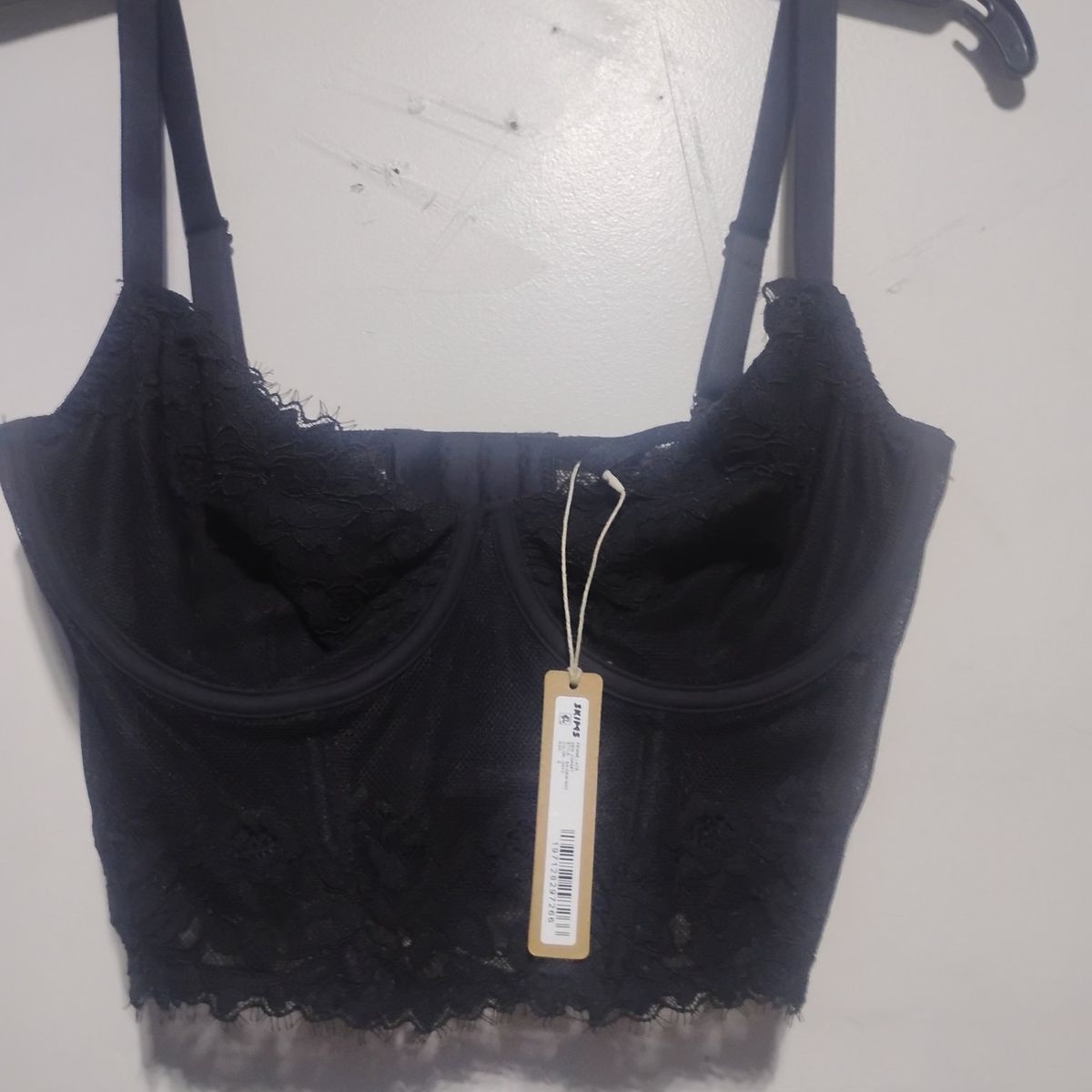 SKIMS Femme Lace Demi Corset Top in Onyx - Size S