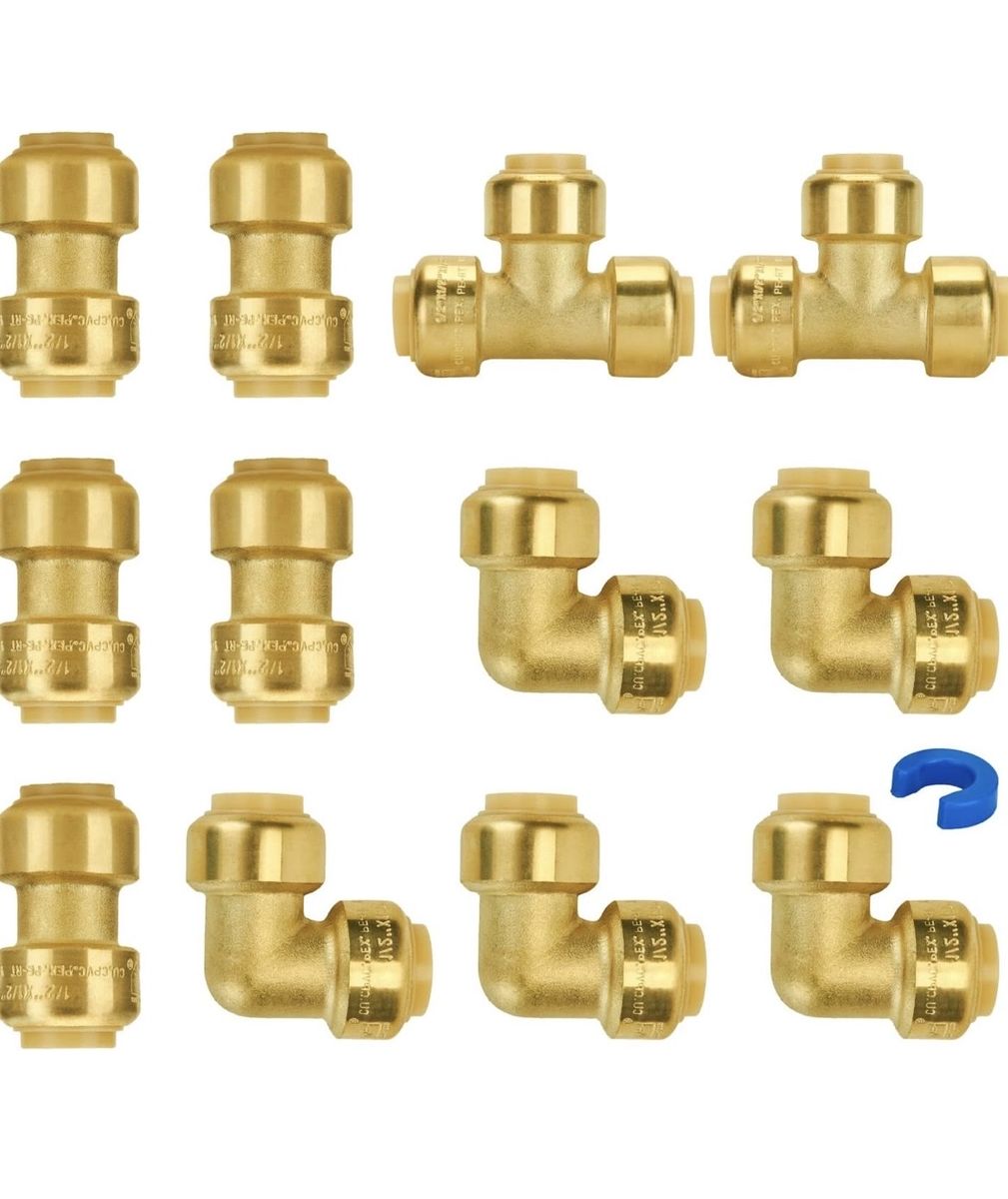 SUNGATOR Plumbing Fittings 1/2 Inch, Push Pex Fittings 1/2 Inch,pack of 12