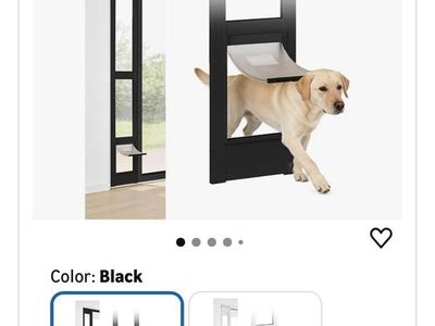 Sliding Glass Door Pet Door Insert - No-Cut, All-Metal Frame, Adjustable Height - Black, Small to Medium Dogs