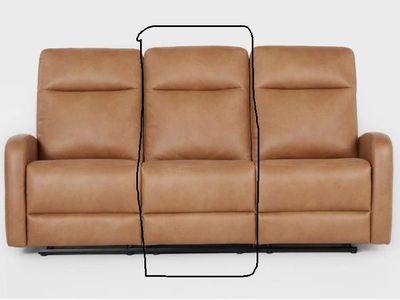 Relax-A-Lounger Emerson Sofa Carmel Faux Leather Center Piece