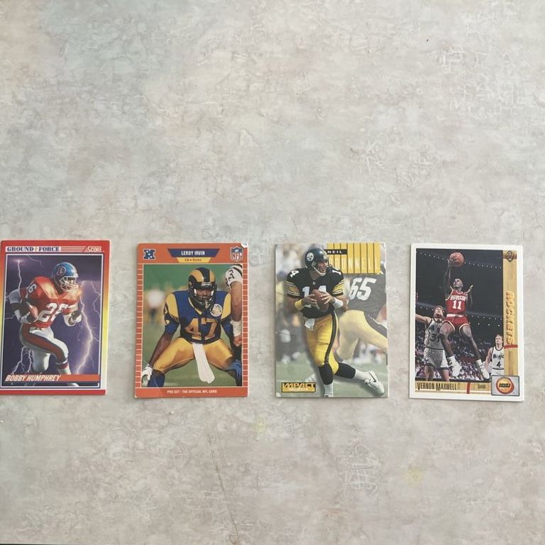 Basketball and football cards.
