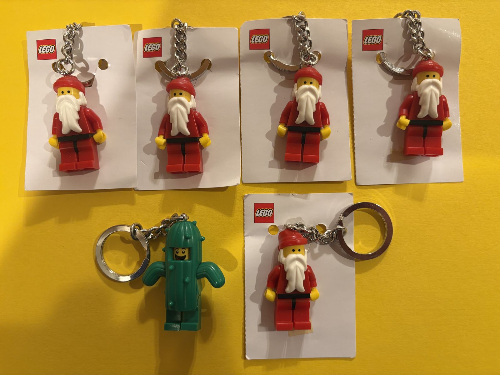 Lego Keychains -- Five (5) Santa Claus & One (1) Cactus; all for $15 (less than $3 each)