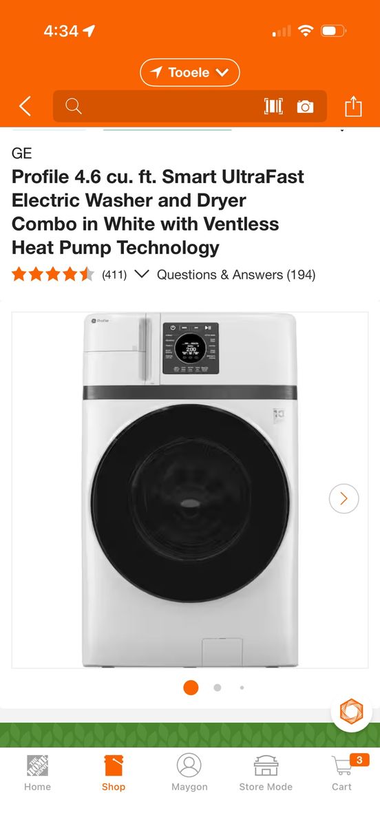 GE washer and dryer combo