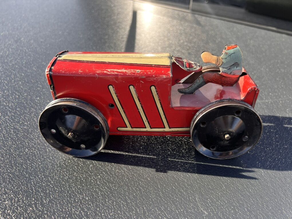 Vintage 1930's Marx Tin Litho Red Wind Up Tractor