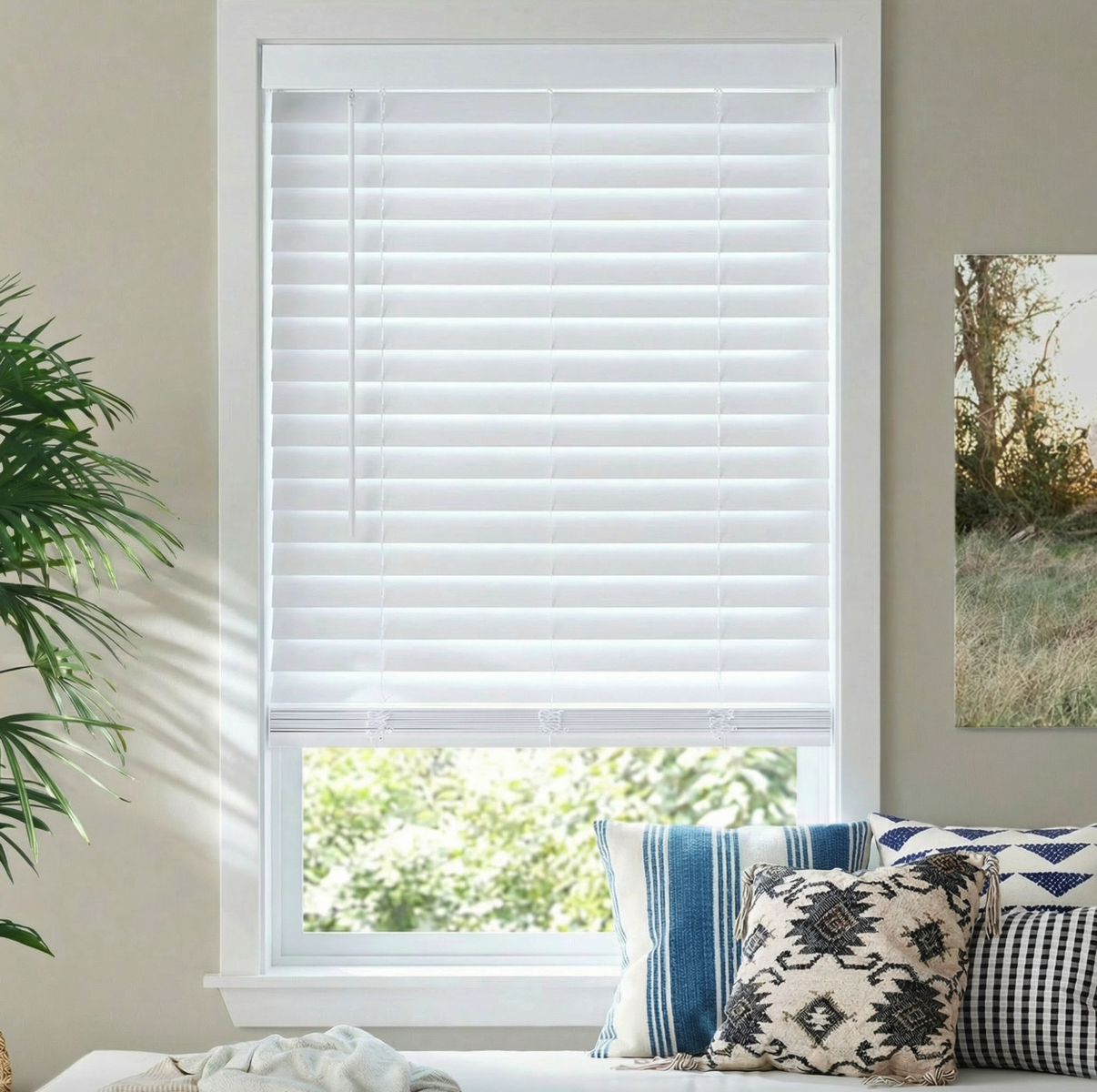 NEW Cordless 2” Faux Wood Blinds 24x84 Snow White Privacy Window Blind