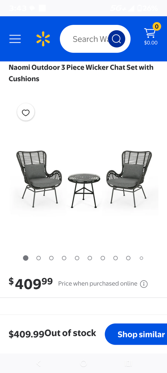 Naomi Outdoor 3 Piece Wicker Chat Set with Cushions & Glass Top Table