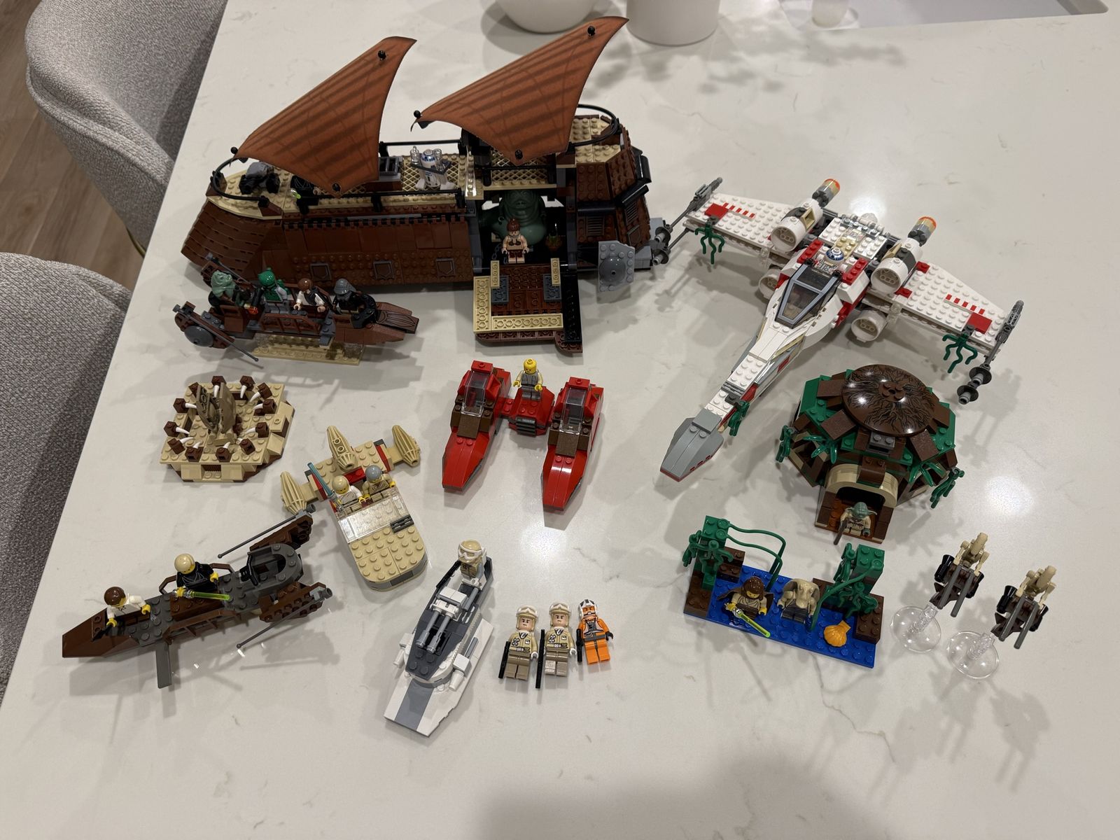 LEGO Star Wars Jabba's Sail Barge and Multiple Starfighter Ships Lot