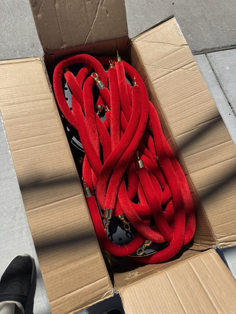 Red Velvet And Brass Stanchions