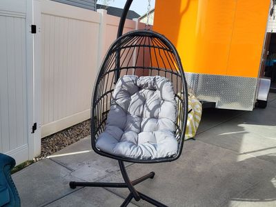 Outdoor Living Wicker Hanging Egg Chair w/Cushions