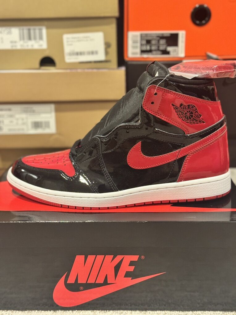 Nike Jordan 1 High Retro OG Patent Bred Mens 11