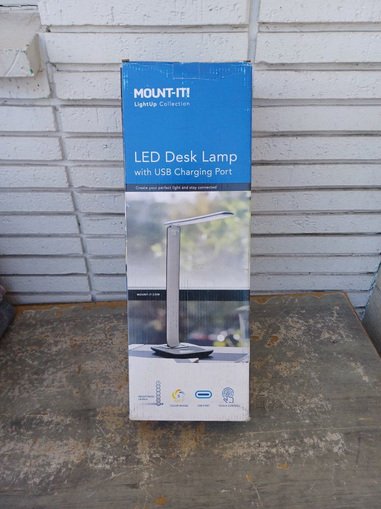 MOUNT-IT! LightUp LED Desk Lamp with USB Charging Port, 5 Color Modes, Touch Control