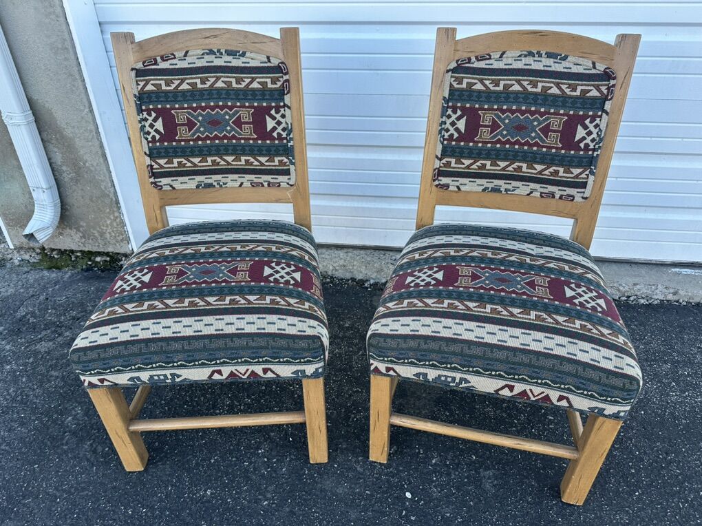 Pair Of Boho Southwest Tribal Print Chairs