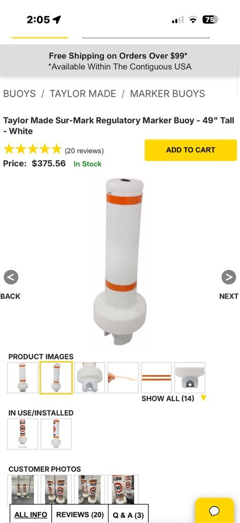 Taylor Made Sur-Mark Regulatory Marker Buoy – 49”