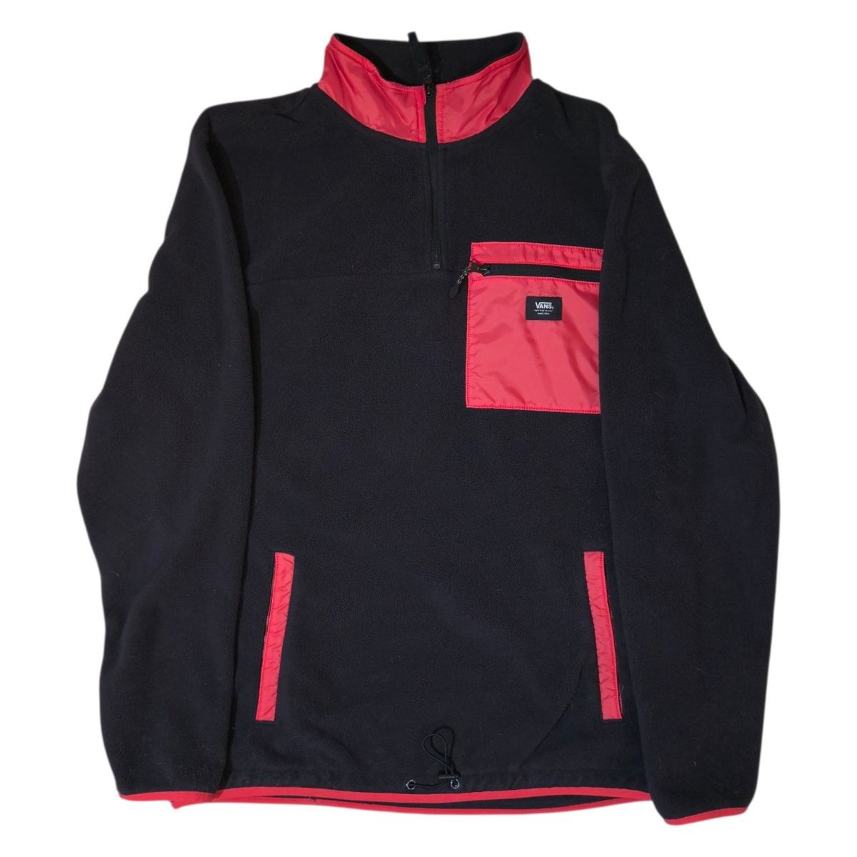 Vans Men's Quarter Zip Fleece Pullover Medium Black & Red