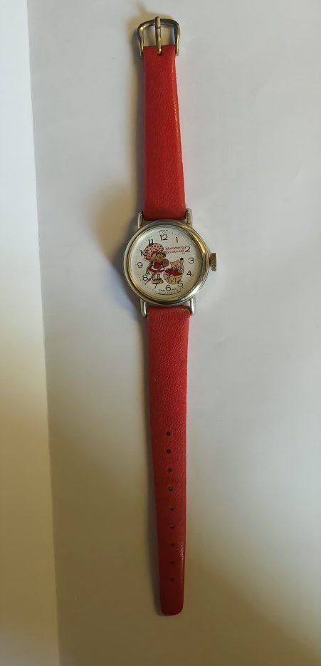 New (never been worn) Vintage Strawberry Shortcake Analog Watch with Red Leather Strap