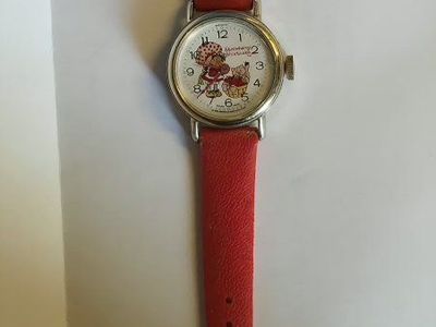 New (never been worn) Vintage Strawberry Shortcake Analog Watch with Red Leather Strap