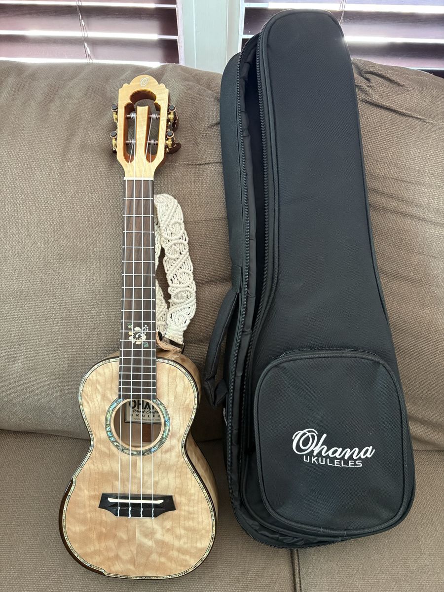 Ohana 450-QEL Quilted Eucalyptus Concert Ukulele - Limited Edition, Excellent Condition