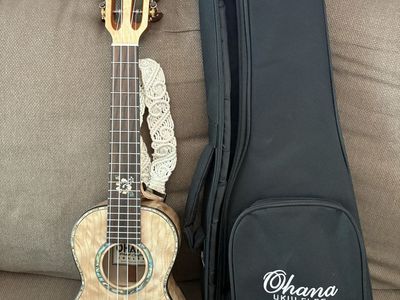 Ohana 450-QEL Quilted Eucalyptus Concert Ukulele - Limited Edition, Excellent Condition