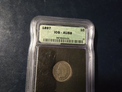 1897 au58 Indian Head Penny